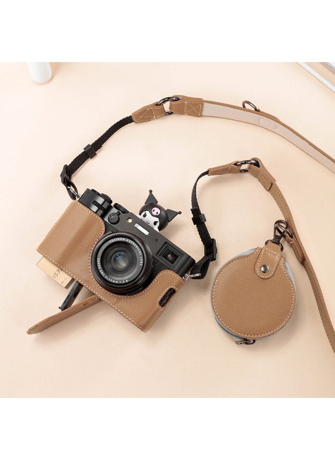 Generic Fuji X00VI Camera Case Leather Case X100V X100T Base Camera Case Protection Bag-Color:X100VI   Elephant Gray  - Image 2