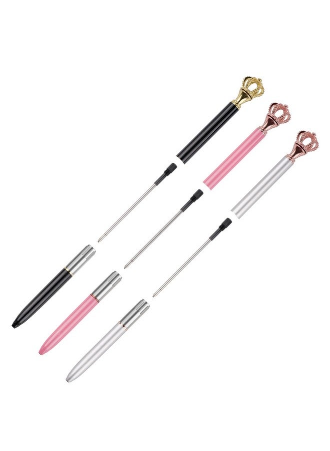 YOUMI Pens Refills 20 Pcs 3.23In Ballpoint Pen Refills Refillable Replaceable Sparkling Bling Diamond Crown Top Ballpoint Pen Refills Black Ink Refills Roller Ball Pen Refills Medium Point Pens Refill - Image 5