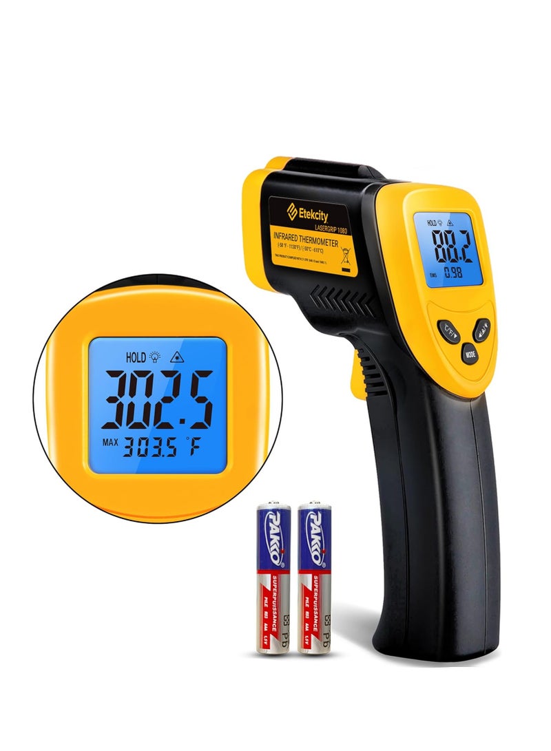 ETEKCITY Etekcity Infrared Thermometer Laser Temperature Gun for Griddle, -58°F to 1130°F for Food, BBQ, Pizza Oven Accessories, Non Contact IR Heat Gun for Pool, Reptile, Cooking, Kitchen, Fridge - Image 1