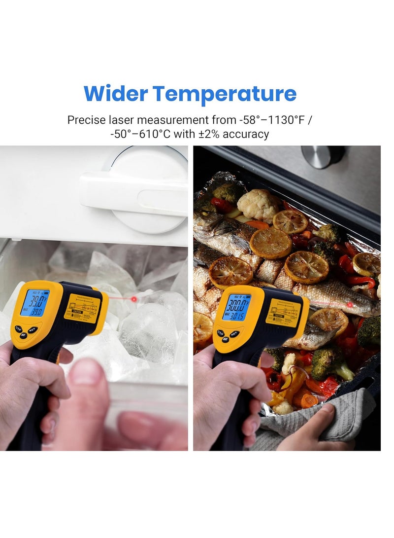ETEKCITY Etekcity Infrared Thermometer Laser Temperature Gun for Griddle, -58°F to 1130°F for Food, BBQ, Pizza Oven Accessories, Non Contact IR Heat Gun for Pool, Reptile, Cooking, Kitchen, Fridge - Image 4