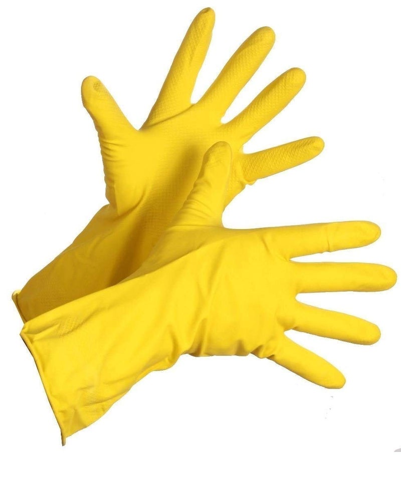 RBGIIT Seebuy Reusable Washable Latex Rubber Safety Gloves Dish Washing Kitchen Cleaning Bathroom Cleaning Toilet Washing Clothes Gardening Color Yellow Size Medium Pack of 4 Pair - Image 3