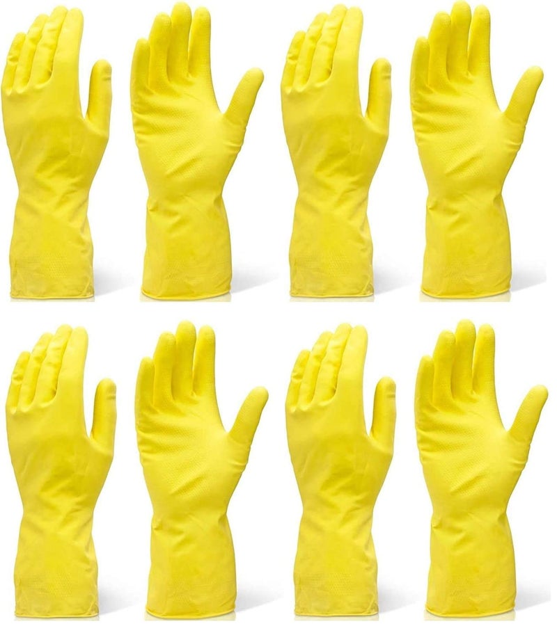 RBGIIT Seebuy Reusable Washable Latex Rubber Safety Gloves Dish Washing Kitchen Cleaning Bathroom Cleaning Toilet Washing Clothes Gardening Color Yellow Size Medium Pack of 4 Pair - Image 1