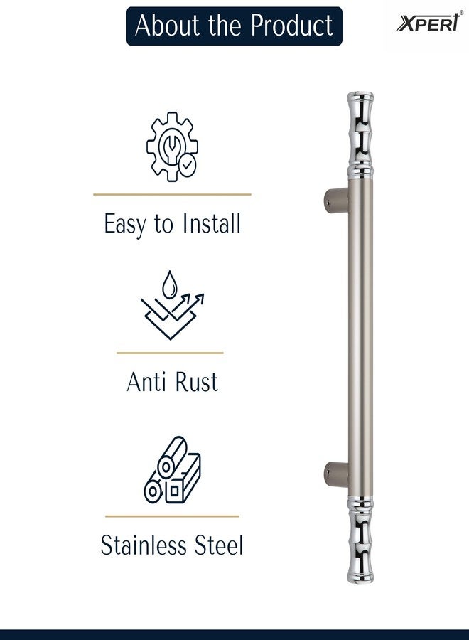 Xpert SS Door Handle 1002 Dew 14" Satin C.P. Made of Stainless Steel. Main Door Handle. Pack of 1 with Fitting Material. Suitable with Readymade Plywood Door, Wardrobe Handle, Made in India - Image 2