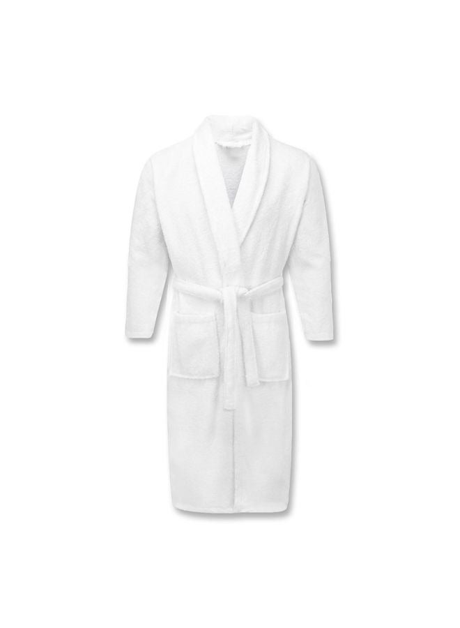 بيفت رداء حمام فاخر للبالغين من إيريس (أبيض) (مجموعة من 1) قطن تيري، عالي الامتصاص وسريع الجفاف، رداء حمام عالي الجودة للفنادق والمنتجعات الصحية - 400 جرامًا للمتر المربع - Image 2