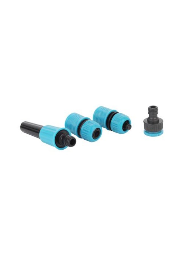 Epsilon EPS1333 4 Piece Hose Nozzle Set, Adjustable Spray Nozzle with 2 x 1/2 in Connectors & 1 x 1/2-3/4 in Connector, ABS Garden Hose Connector Kit for Watering, Irrigation & Outdoor Cleaning, Blue - Image 2