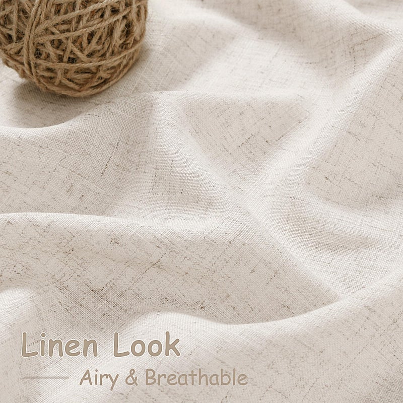 Nanspring Beige Flax Linen Curtains 84 inches Long for Living Room 2 Panel Tan Burlap Textured Drapes Semi Sheer Privacy Khaki Window Curtain Country Rustic Farmhouse Canvas Cloth Curtain for Dinning Room - Image 5