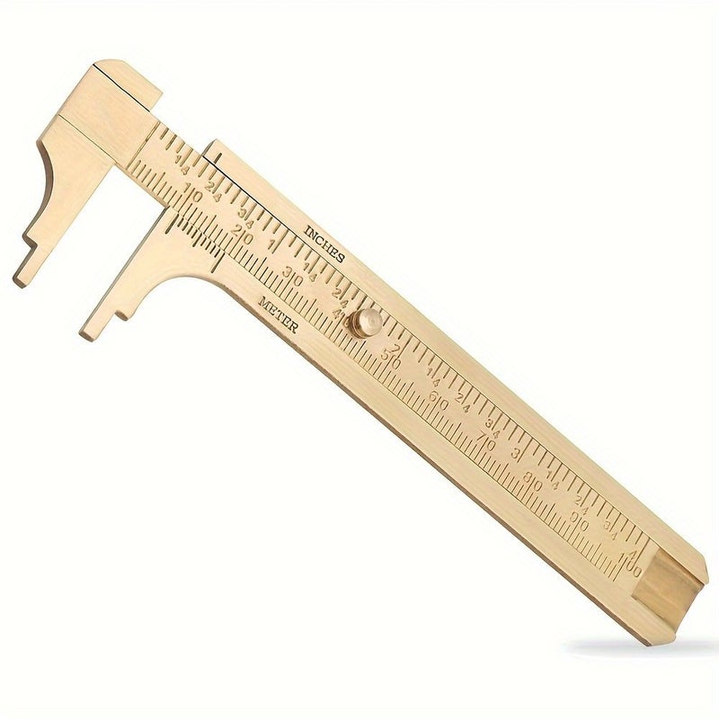 Copper EDC Mini Caliper High Precision Thickness Measuring Tool 100mm Yellowish Brown - Image 2