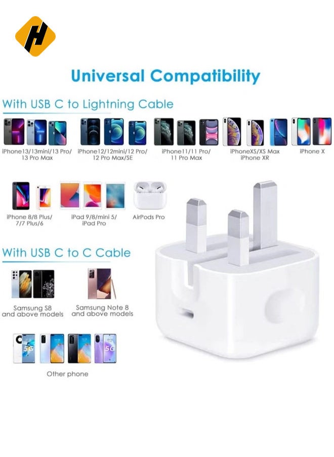 Phone 20W Charger 【Apple MFi Certified】 USB C Plug Fast Charge and USB C to Lightning Cable 2M PD Power Adapter Compatible with iPhone 13 Pro Max 13 12 SE2020 11 XR XS Max X 8 Plus iPad Pro Air Mini
