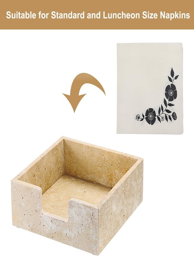 Sumnacon Travertine Luncheon Napkin Holder for Table, 7.5"x 7.5", Square Napkin Holders Cube Dinner Napkin Tray, Flat Modern Napkin Dispenser for Kitchen, Countertop, Dining Table, Party, Bar - Image 4