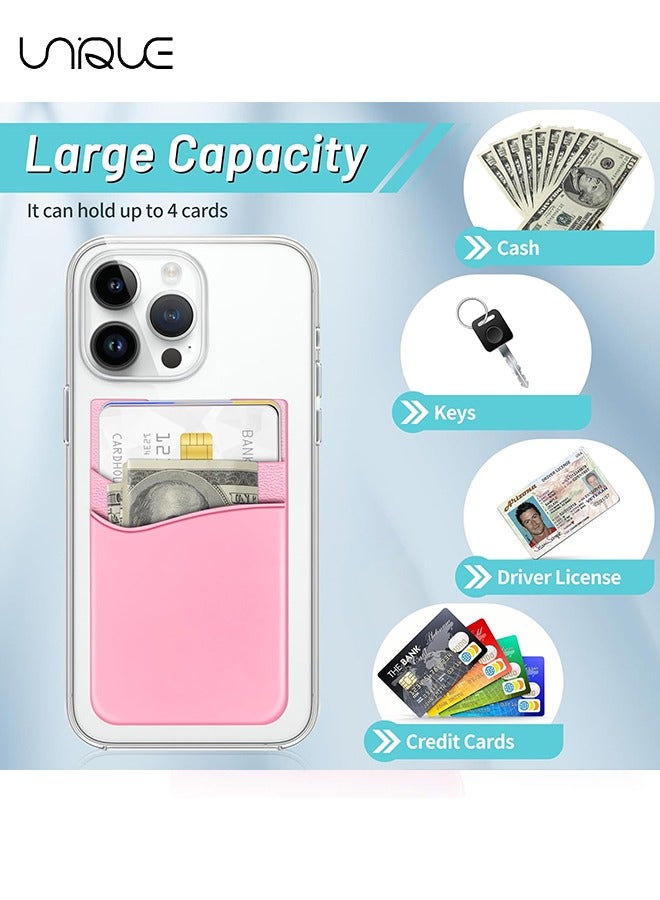 Unique 3Pcs Phone Wallet, Phone Card Holder for Back of Phone Case, Dual Pocket Phone Wallet Stick On Compatible for iPhone, Samsung and Most of Cell Phone (Black, White, Pink) - Image 3