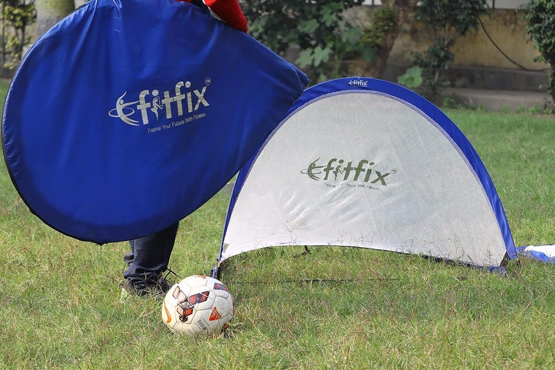Fitfix ® Model Pop Up Goal 1 Pair- 2 ps Portable Soccer Goals with Carry Bag Long Life Durable Frame Quick Setup Easy Fold (120 x 80) - Image 1