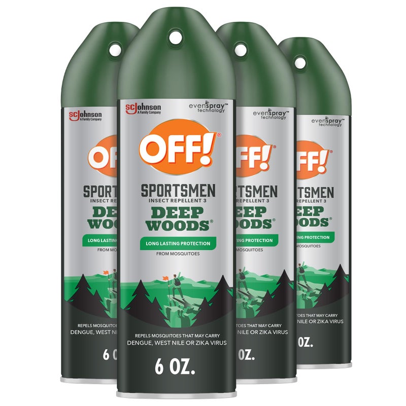 OFF! رذاذ طارد الحشرات OFF! Deep Woods Sportsmen، يحتوي على 30% ديت، يحمي من البعوض، 6 أونصات، 4 عبوات - Image 1