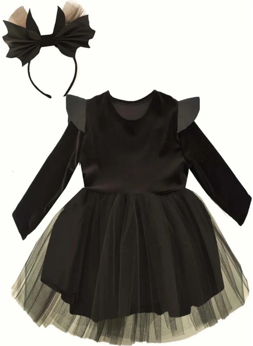 Shecco Babba Girl Child Leather Detailed Tutu Dress Crown Suit