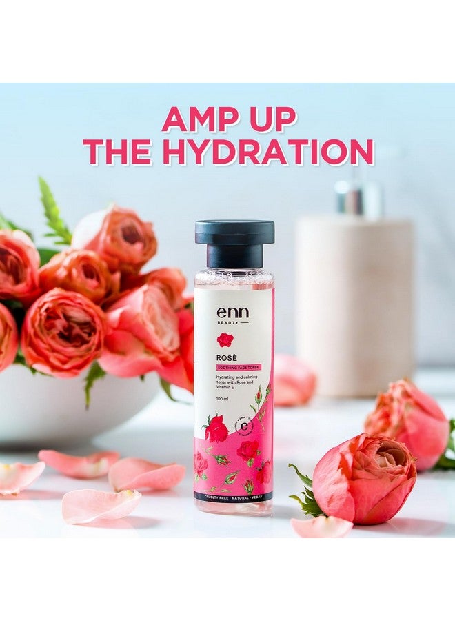 ENN Beauty Rose Water Soothing Face Toner Hydrating & Calming Toner With Natural Rose & Vitamin E For Pore Tightening 100Ml - Image 2