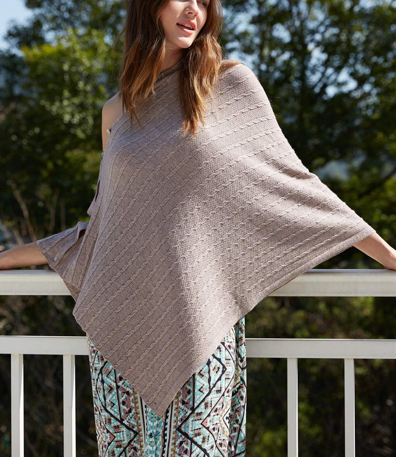 Puli شال بُولي النسائي المتعدد الاستخدامات، شال محبوك، بونشو، سترة بأزرار، خفيف الوزن لفصل الربيع والصيف والخريف، كابل - Image 5