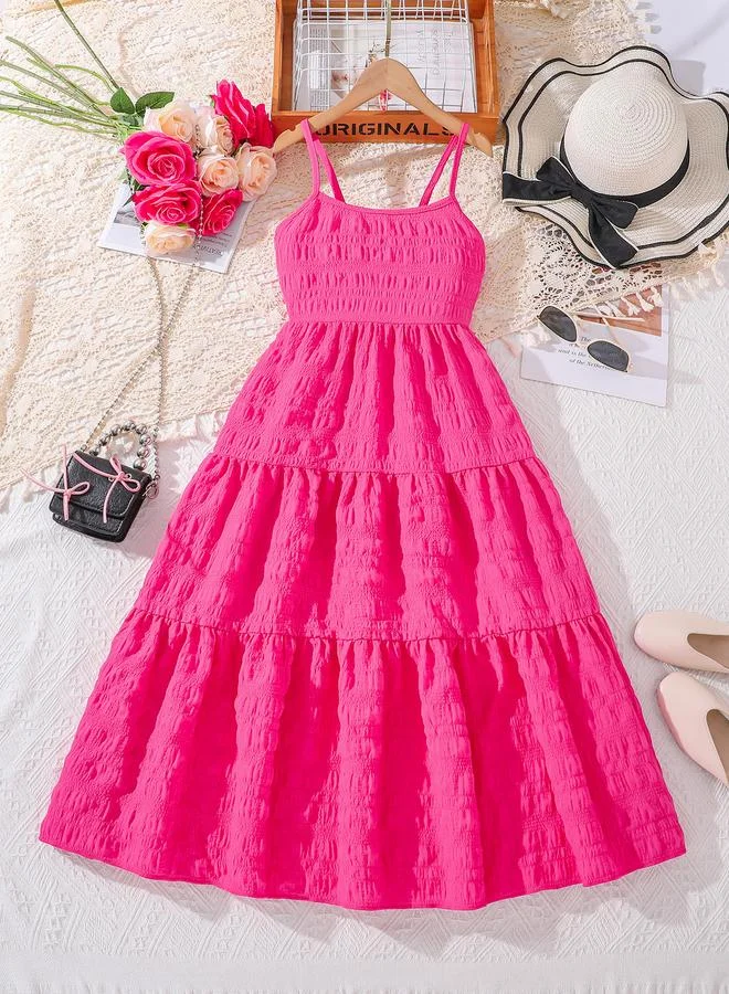 Take Two Take Two Solid Ruffle Hem Textured Cami Dress