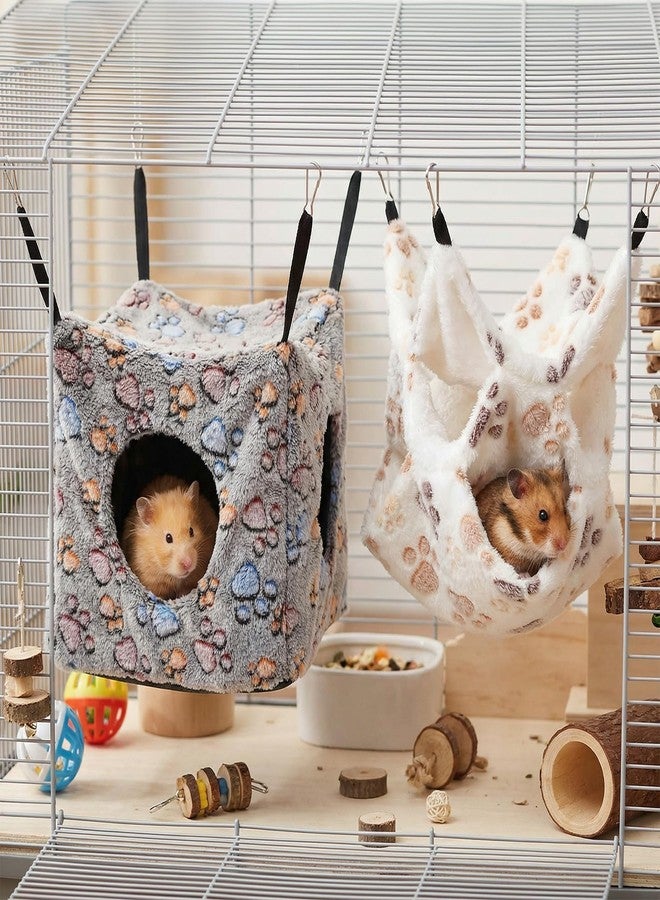 AceOrbit 6 Pcs Ferret Cozy Cage Accessories Triple Rat Cage Hanging Hammock Guinea Pig Cube Hammock Chinchilla Bed Hideout Small Animals Toy Accessories Sugar Glider Squirrel Hamster (Cute Paws) - Image 5