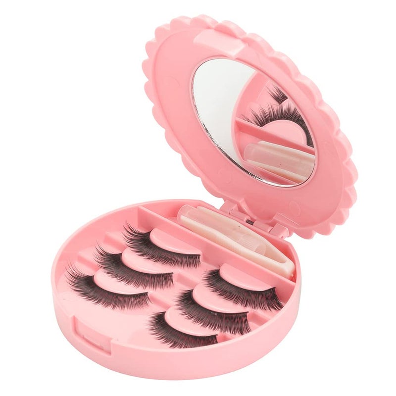Cosmetic Case with Mirror Eyelash Case Makeup Storage Box Travel Cosmetic Bag Pink Place Eyelashes