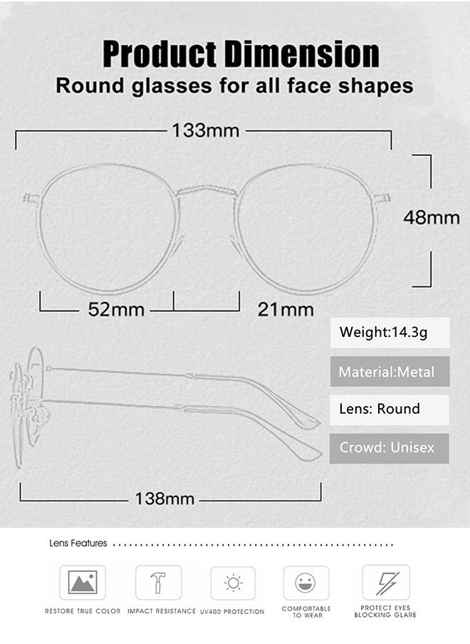 AZorb - Metal Blue Light Glasses for Men Women Round Reading Glasses Clear Lens Eyeglasses Anti Blue Light Blocking Radiation Gaming Eye Glasses - Image 1