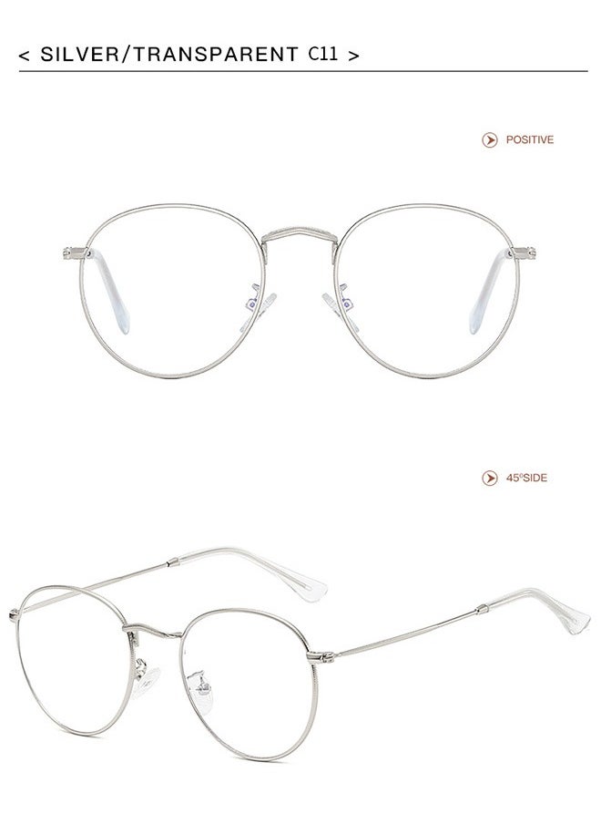 AZorb - Metal Blue Light Glasses for Men Women Round Reading Glasses Clear Lens Eyeglasses Anti Blue Light Blocking Radiation Gaming Eye Glasses - Image 1