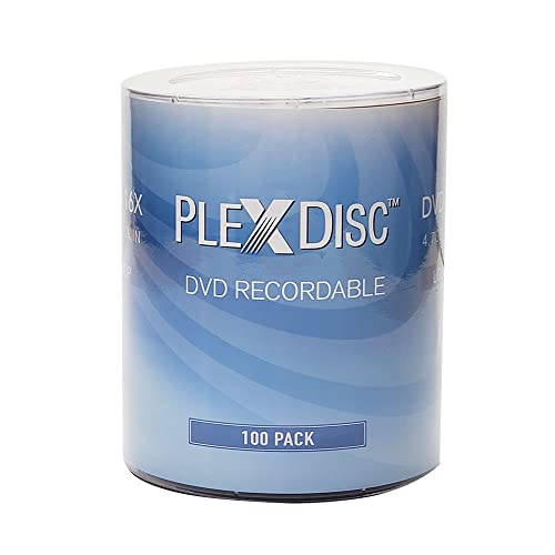 PlexDisc DVD-R 4.7GB 16x Branded Logo Recordable Media Disc - 100 Disc (No Container) FFP, Writable Blank DVDs for Movies, Music, Data Files - Blank DVD Discs 100 Pack - Image 1