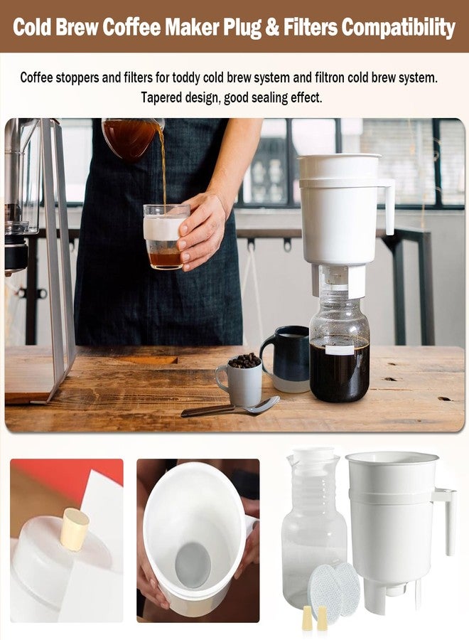 ALOCS Reusable Coffee Filters Compatible with Toddy Cold Brew Maker - Washable Filters & Stoppers for Cold Brew System, Works with Mason Jars, Carafes, Jugs (10 Filters & 12 Stoppers) - Image 2