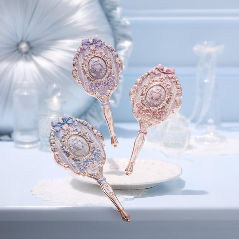 Flower Knows Bunny Garden Collection Hand Mirror,Vintage Portable Handheld Mirror,Fancy & Pretty Princess Mirror with Long Handle,Gift for Girls(Wisteria Purple) - Image 5