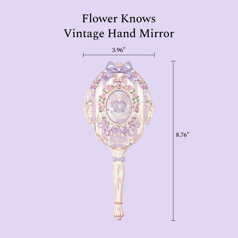 Flower Knows Bunny Garden Collection Hand Mirror,Vintage Portable Handheld Mirror,Fancy & Pretty Princess Mirror with Long Handle,Gift for Girls(Wisteria Purple) - Image 2