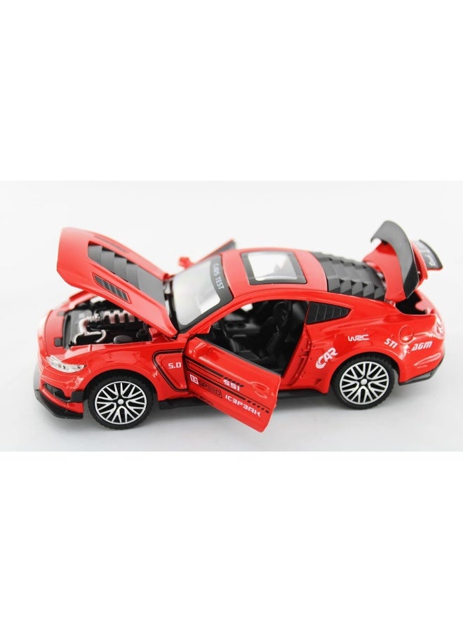 تشي زي لعبة سيارة معدنية مصبوبة قابلة للسحب بمقياس 1:32 - مركبة سبيكة واقعية مزودة بأضواء وأبواب قابلة للفتح، شاحنة نموذجية حمراء للأطفال وعشاق السيارات - Image 4