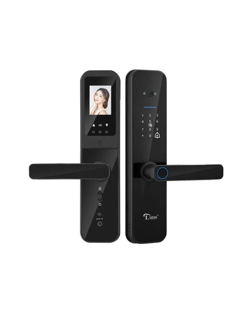 LOZAN Smart Door Lock with Front Camera Display | Unlock via Fingerprint, App, PIN & Key | Live Outdoor View with Built-in Screen | Remote WiFi Access from Phone | Compatible with Wooden & Metal Doors | Premium Secure Design