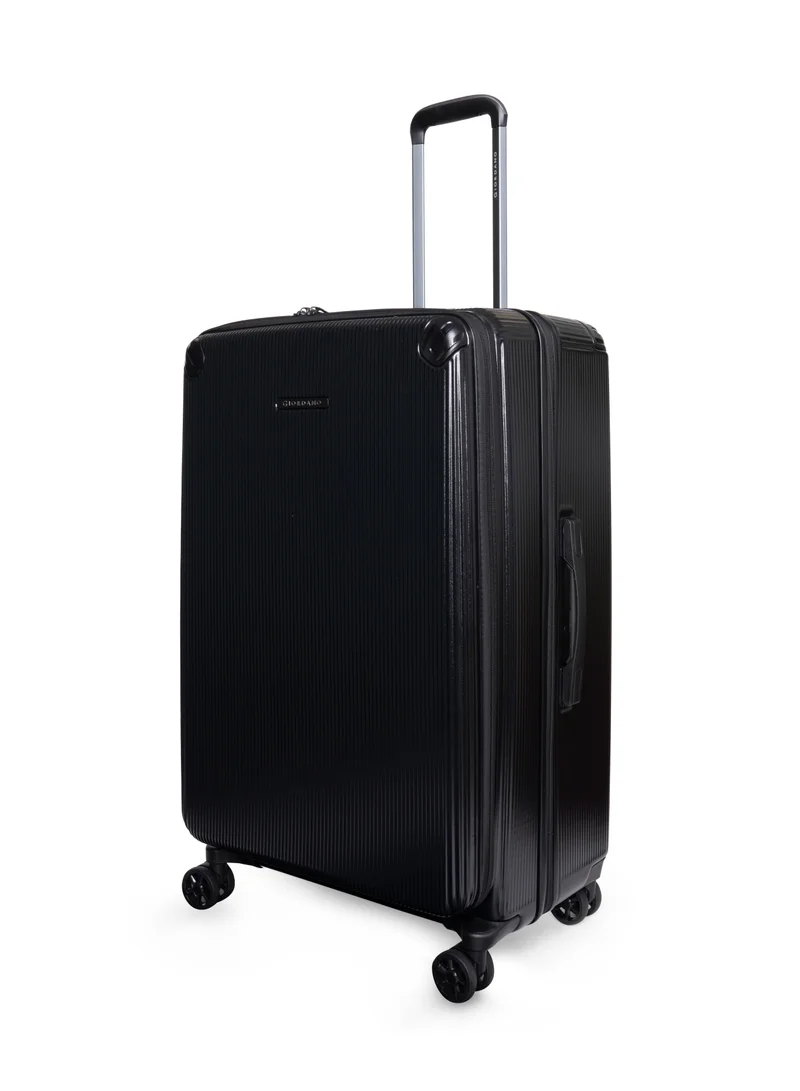 GIORDANO Giordano TitanX 24-Inch Check-In Luggage – Medium Hard Shell Trolley Suitcase with Extra Secure Lock, Expandable Luggage Design, 360° Double Spinner Wheels, Lightweight Unbreakable Travel Bag – Black