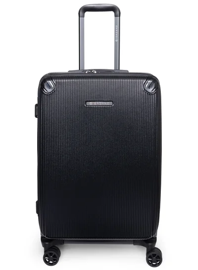 GIORDANO Giordano TitanX 24-Inch Check-In Luggage – Medium Hard Shell Trolley Suitcase with Extra Secure Lock, Expandable Luggage Design, 360° Double Spinner Wheels, Lightweight Unbreakable Travel Bag – Black
