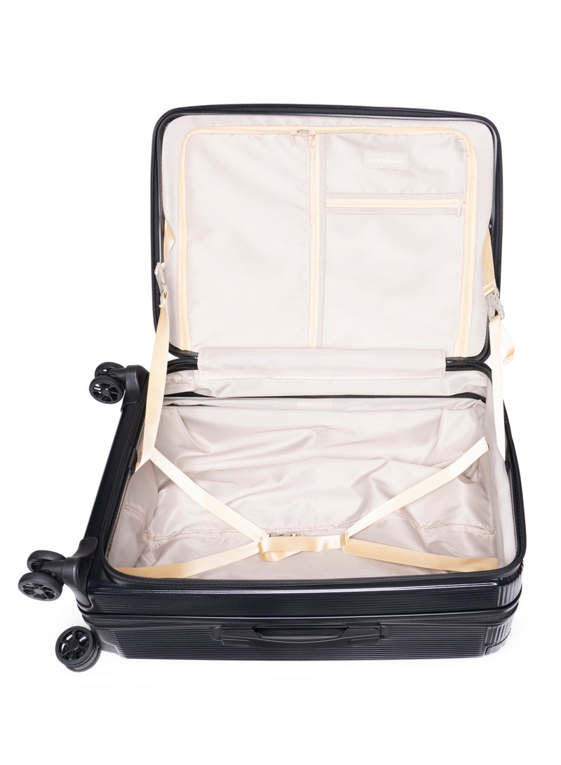 GIORDANO Giordano TitanX 24-Inch Check-In Luggage – Medium Hard Shell Trolley Suitcase with Extra Secure Lock, Expandable Luggage Design, 360° Double Spinner Wheels, Lightweight Unbreakable Travel Bag – Black - Image 4