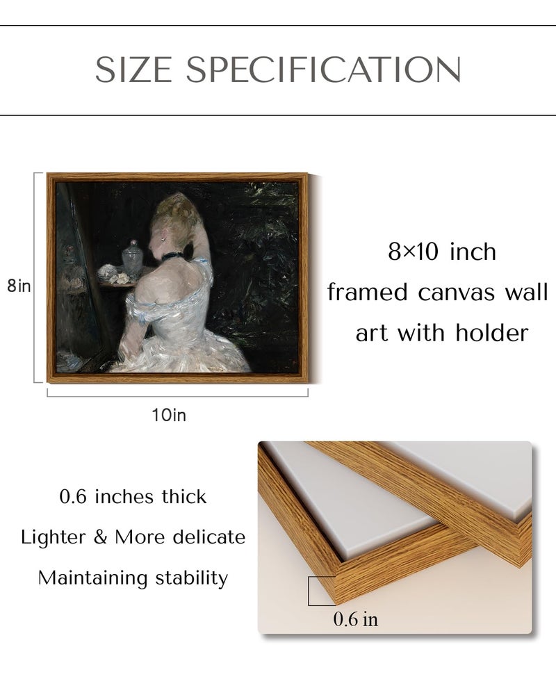 InSimSea InSimSea Framed Canvas Wall Art Woman Dressing Vintage Art Decor Room Aesthetic Mid Century Lady Elegant Canvas Prints Artwork Farmhouse Multicolor Painting Wall Decor for Bedroom Bathroom 8x10in  - Image 2