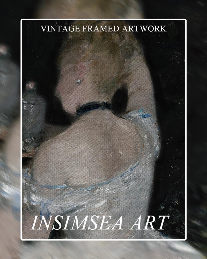 InSimSea InSimSea Framed Canvas Wall Art Woman Dressing Vintage Art Decor Room Aesthetic Mid Century Lady Elegant Canvas Prints Artwork Farmhouse Multicolor Painting Wall Decor for Bedroom Bathroom 8x10in  - Image 4