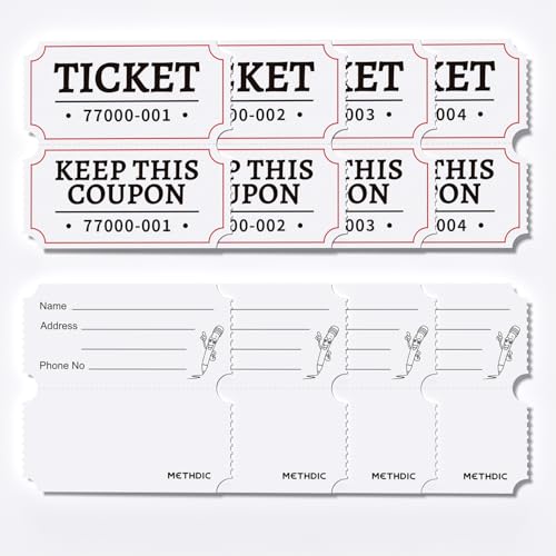 Methdic 2000 White Double Raffle Tickets Roll Ticket for Events Entry Class Reward Fundraiser Prizes - Image 5