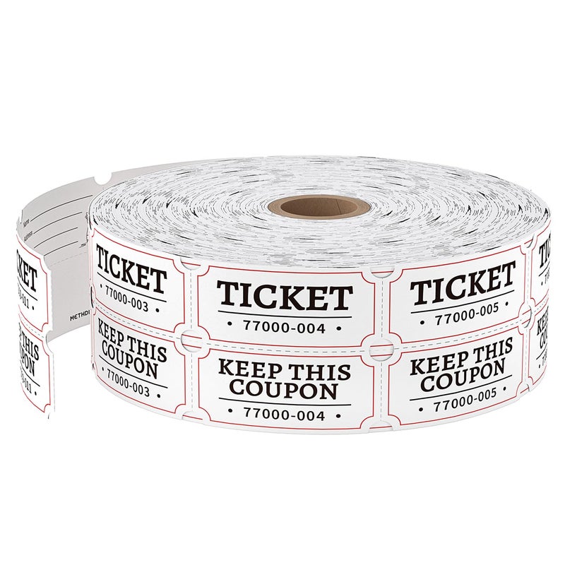 Methdic 2000 White Double Raffle Tickets Roll Ticket for Events Entry Class Reward Fundraiser Prizes - Image 4