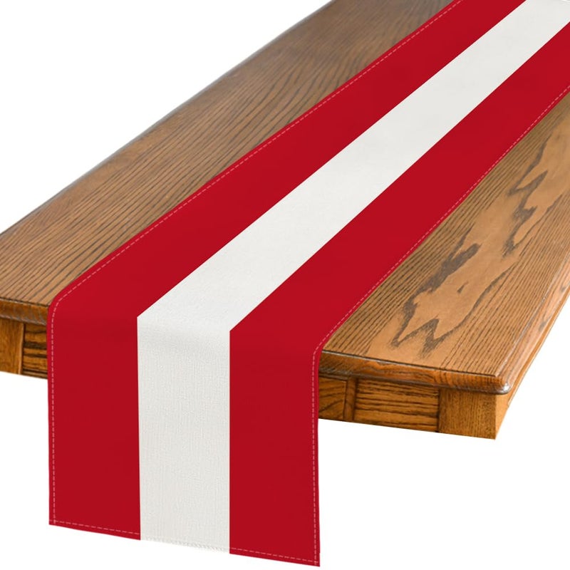 Artoid Mode Red and Beige Stripes New Year Christmas Table Runner Seasonal Winter Kitchen Dining Table Decoration for Home Party Decor 13x72 Inch