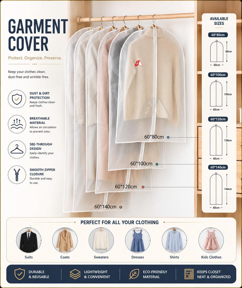 Able Garment Cover, Kids Coat And Blazer Cover, Ladies Short Coat And Jacket Cover, Waistcoat, Modi Jacket Cover And Cloths Bags With Zipper PVC Fabric (Small Size 32X24 Inch) Pack of 1 - Image 5