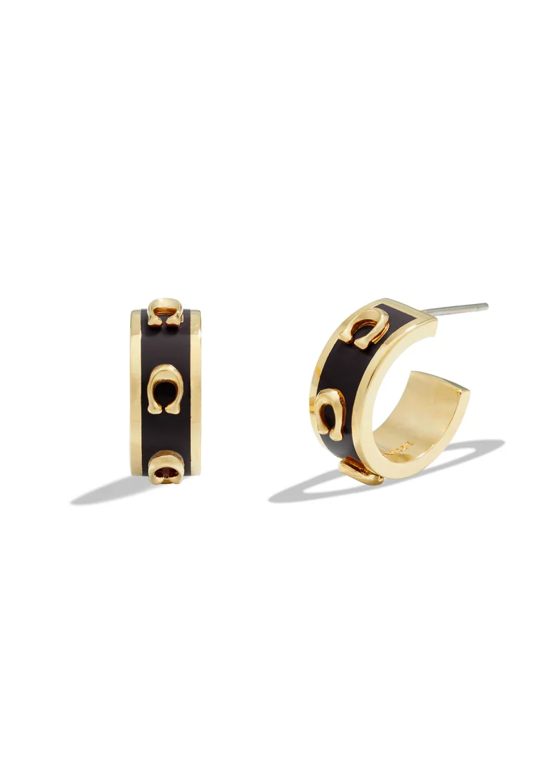 COACH Signature Enamel Hoop Earrings