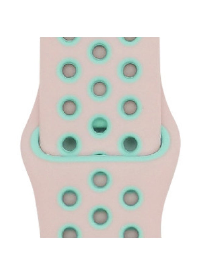 Generic - Suitable For Apple Two-color Silicone Nike Strap Nike Hole Apple Iwatch Breathable Sports Watch Strap-Color:25 Pink + Mint Green-Specifications:42/44/45/49mm-L - Image 1