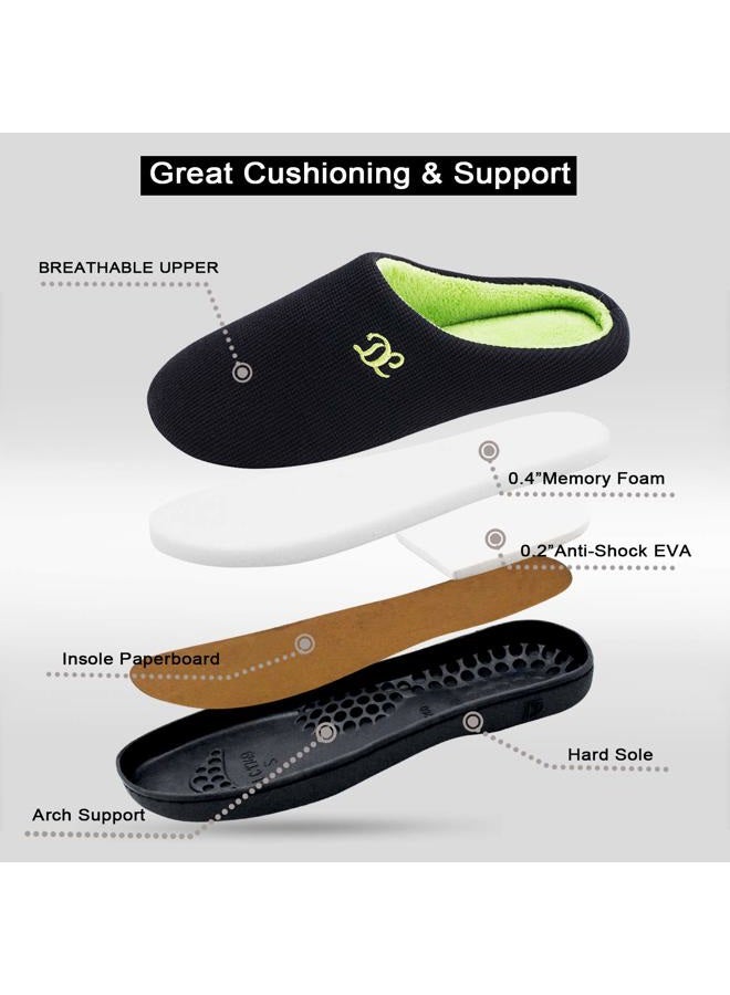 DL Mens Memory Foam Slippers Slip on, Comfy House Slippers For Mens Indoor Outdoor, Cozy Men's Bedroom Slippers Warm Soft Flannel Lining Closed Toe Man Slippers Size Black Gray Navy, Green, 13-14 - Image 3