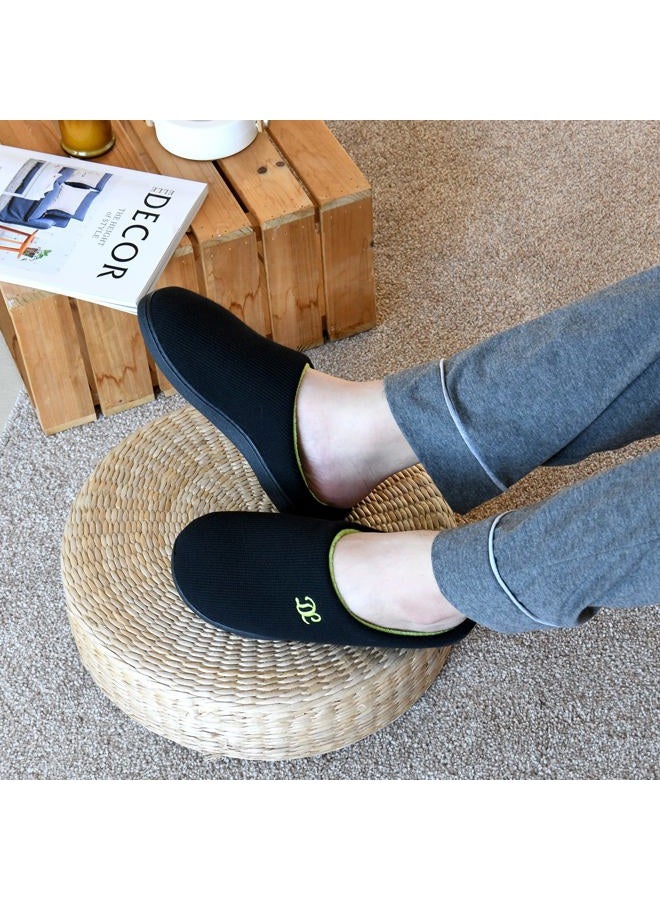 DL Mens Memory Foam Slippers Slip on, Comfy House Slippers For Mens Indoor Outdoor, Cozy Men's Bedroom Slippers Warm Soft Flannel Lining Closed Toe Man Slippers Size Black Gray Navy, Green, 13-14 - Image 2