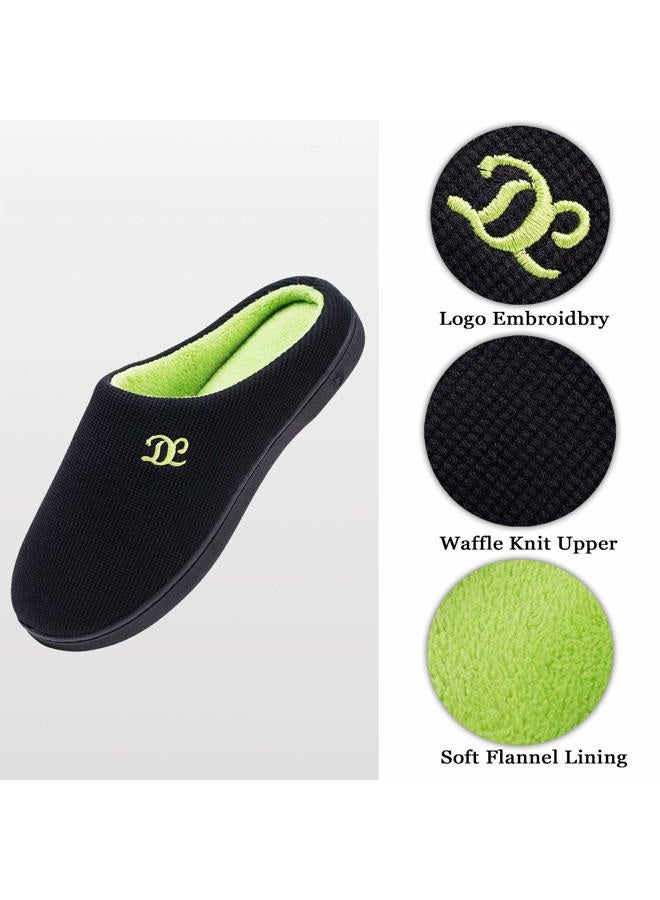 DL Mens Memory Foam Slippers Slip on, Comfy House Slippers For Mens Indoor Outdoor, Cozy Men's Bedroom Slippers Warm Soft Flannel Lining Closed Toe Man Slippers Size Black Gray Navy, Green, 13-14 - Image 5