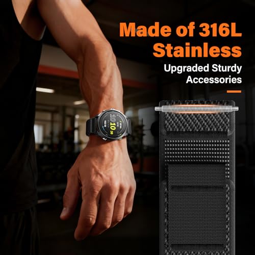 ANCOOL Nylon Watch Band Compatible with Garmin Vivoactive 5/6/3/Forerunner 245/165/55, 20mm Quick Release Watch Band for Venu 2 Plus/Venu Sq/Sq 2 for Men(Black/Grey, L) - Image 4