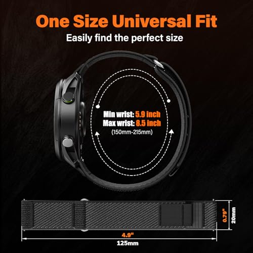 ANCOOL Nylon Watch Band Compatible with Garmin Vivoactive 5/6/3/Forerunner 245/165/55, 20mm Quick Release Watch Band for Venu 2 Plus/Venu Sq/Sq 2 for Men(Black/Grey, L) - Image 5
