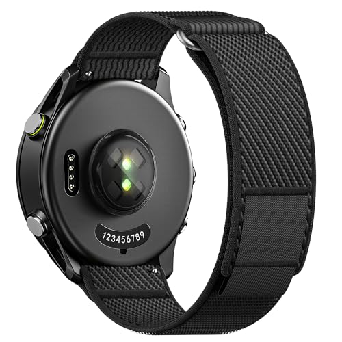 ANCOOL Nylon Watch Band Compatible with Garmin Vivoactive 5/6/3/Forerunner 245/165/55, 20mm Quick Release Watch Band for Venu 2 Plus/Venu Sq/Sq 2 for Men(Black/Grey, L) - Image 1