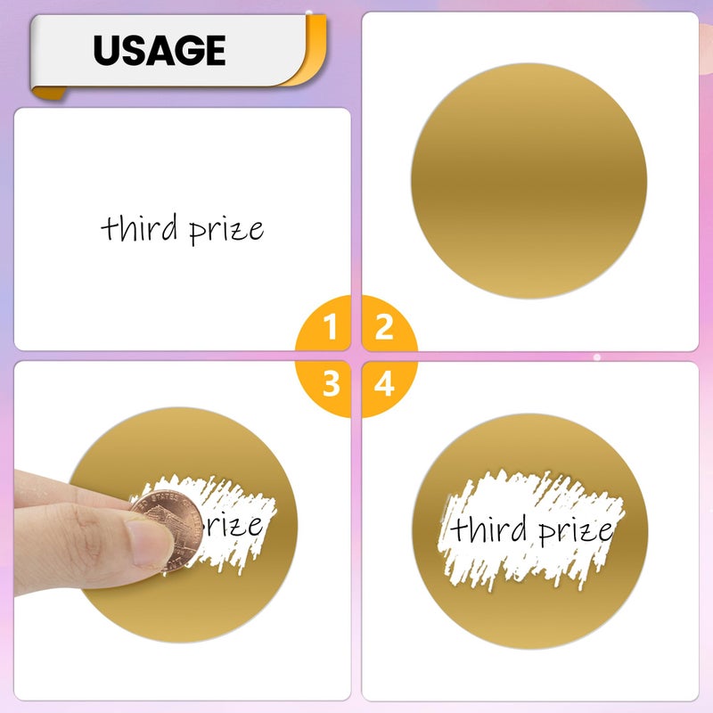 GUEER 300 Pcs Scratch Off Stickers Sitckers 1 inches Round Self Adhesive Scratch Off Cards for Lottery Tickets, DIY, Raffle Card Games Creating (Gold) (1 inch, Gold) - Image 5