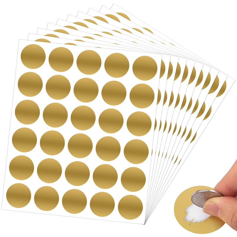 GUEER 300 Pcs Scratch Off Stickers Sitckers 1 inches Round Self Adhesive Scratch Off Cards for Lottery Tickets, DIY, Raffle Card Games Creating (Gold) (1 inch, Gold) - Image 1