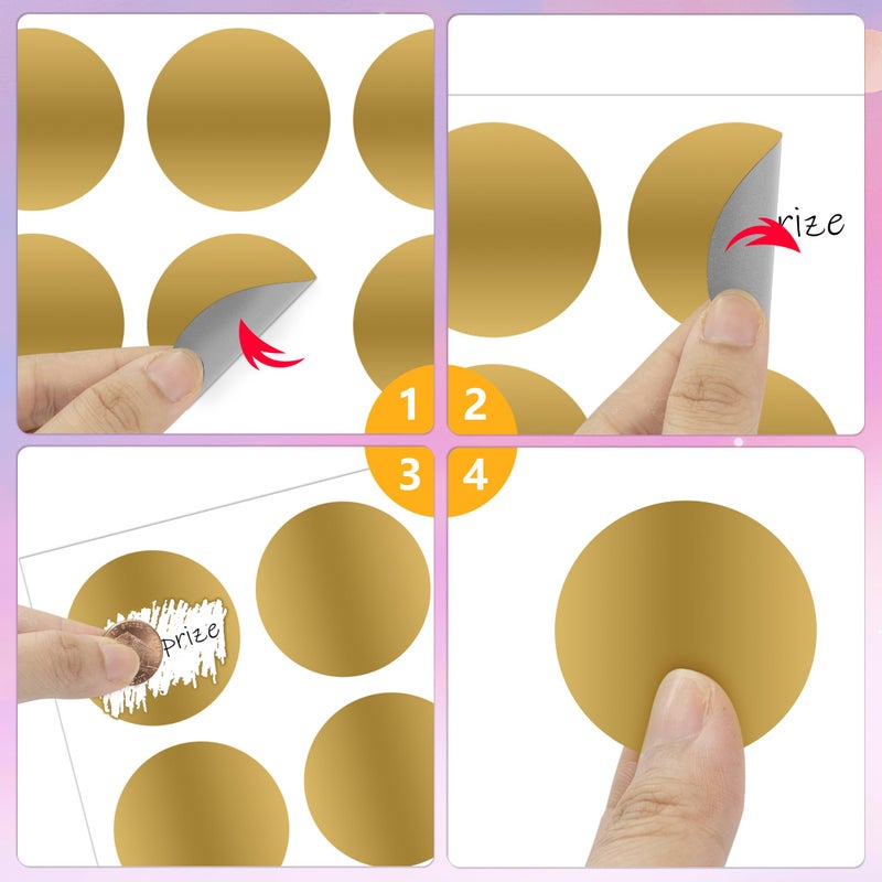 GUEER 300 Pcs Scratch Off Stickers Sitckers 1 inches Round Self Adhesive Scratch Off Cards for Lottery Tickets, DIY, Raffle Card Games Creating (Gold) (1 inch, Gold) - Image 3